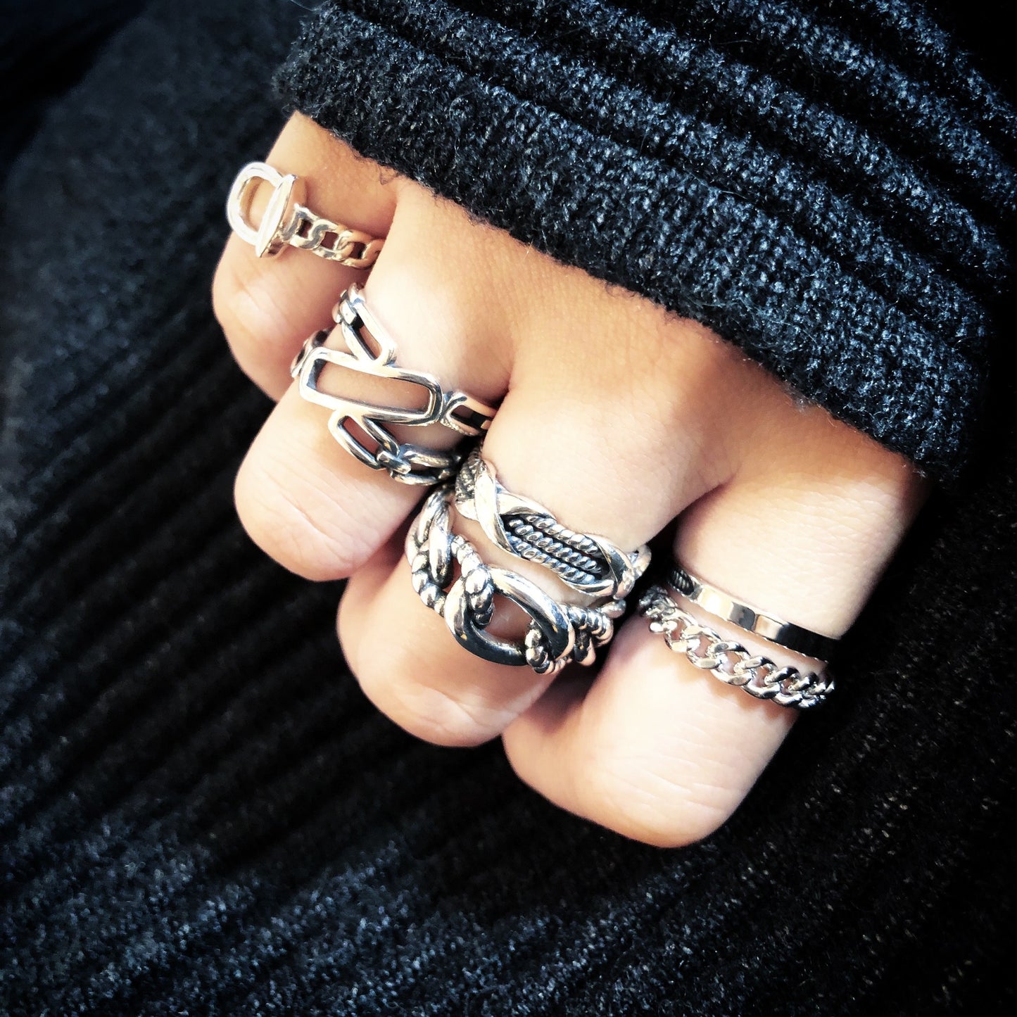 silver925多重スクエアデザインリング64