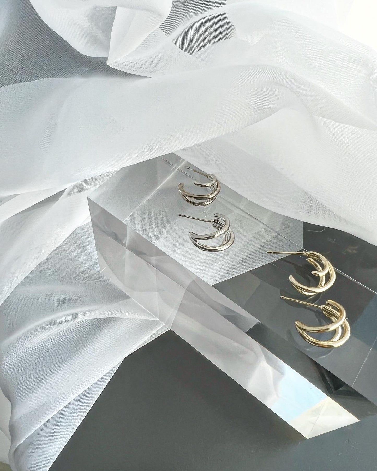 18k silver925 triple loop pierce