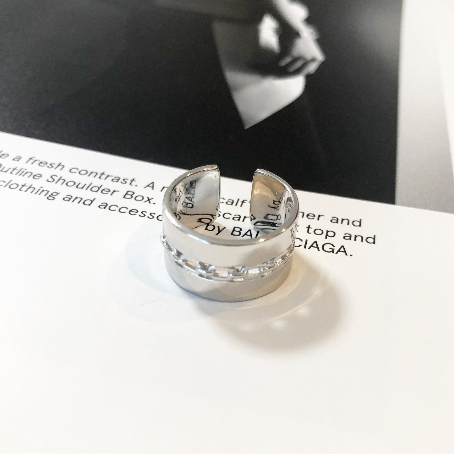 silver925ワイドセンターチェーンリング30