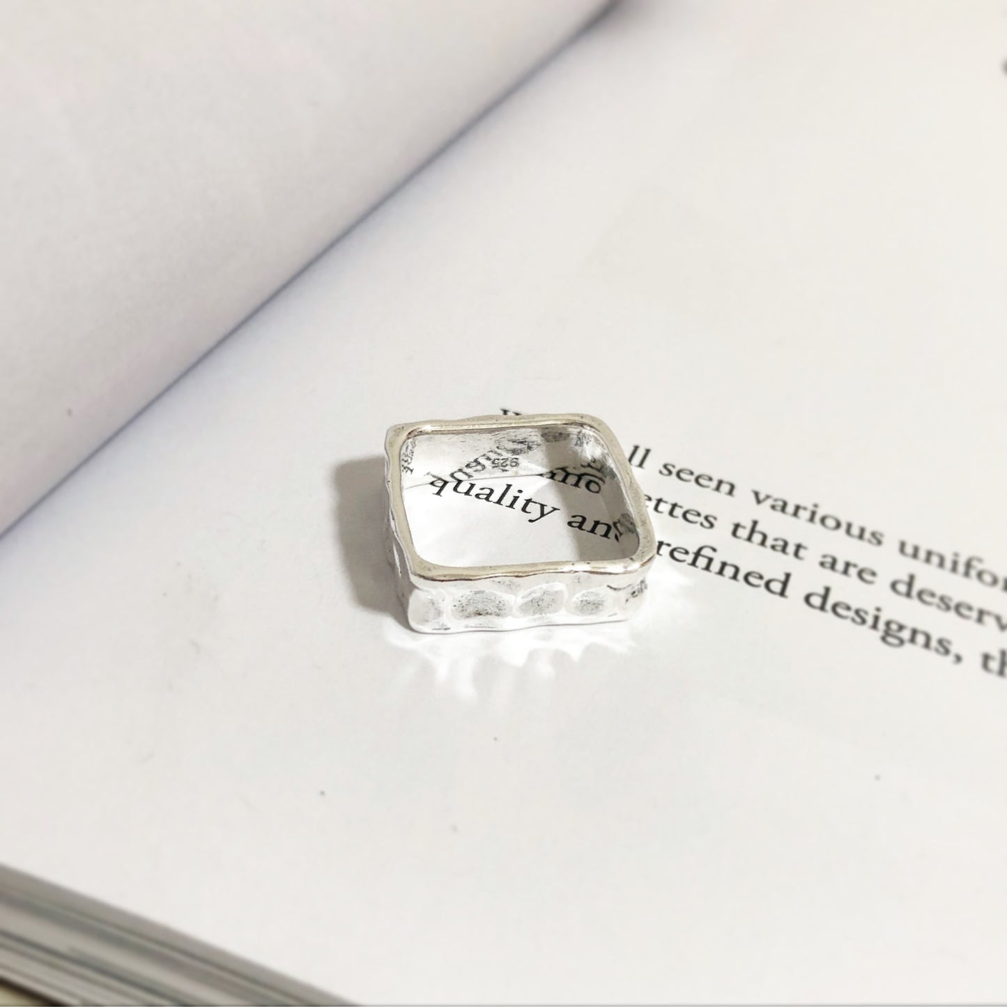 silver925 miel originalハンドメイドスクエアリング32