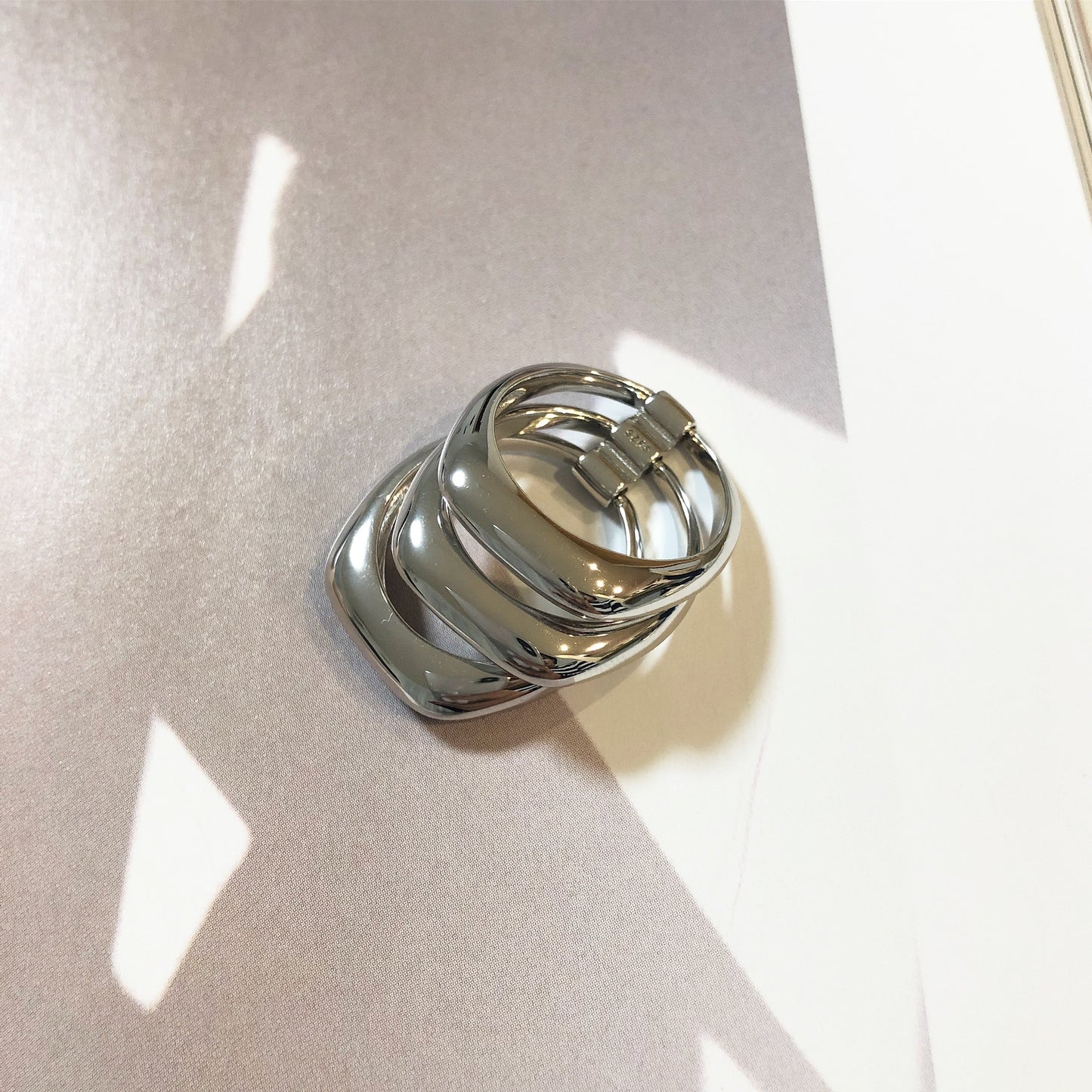 silver925三連ボリュームリング53