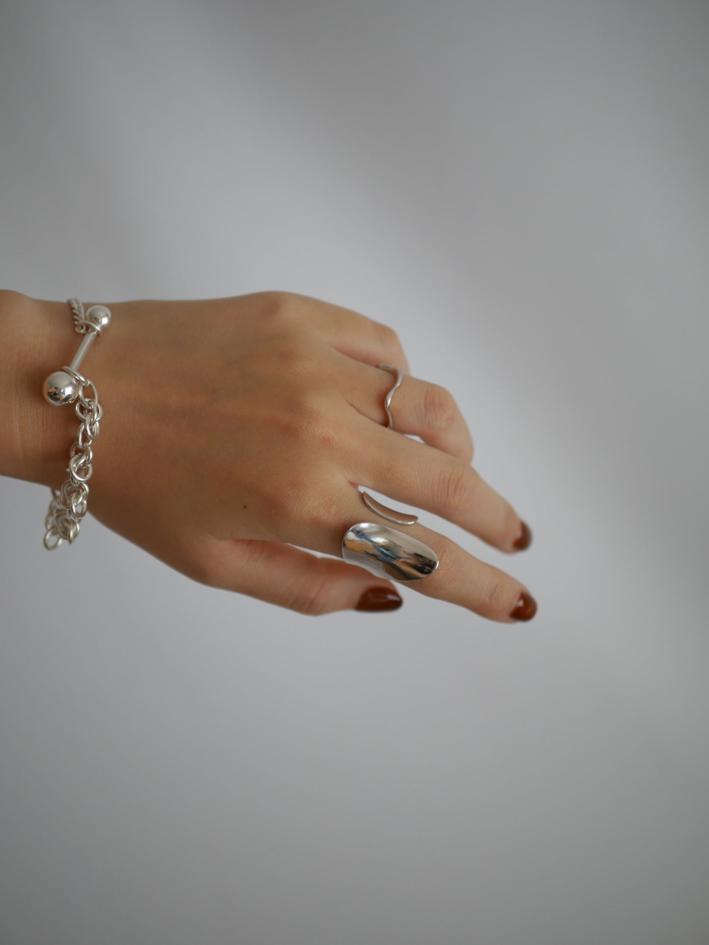 silver925 mirror asymmetry ring