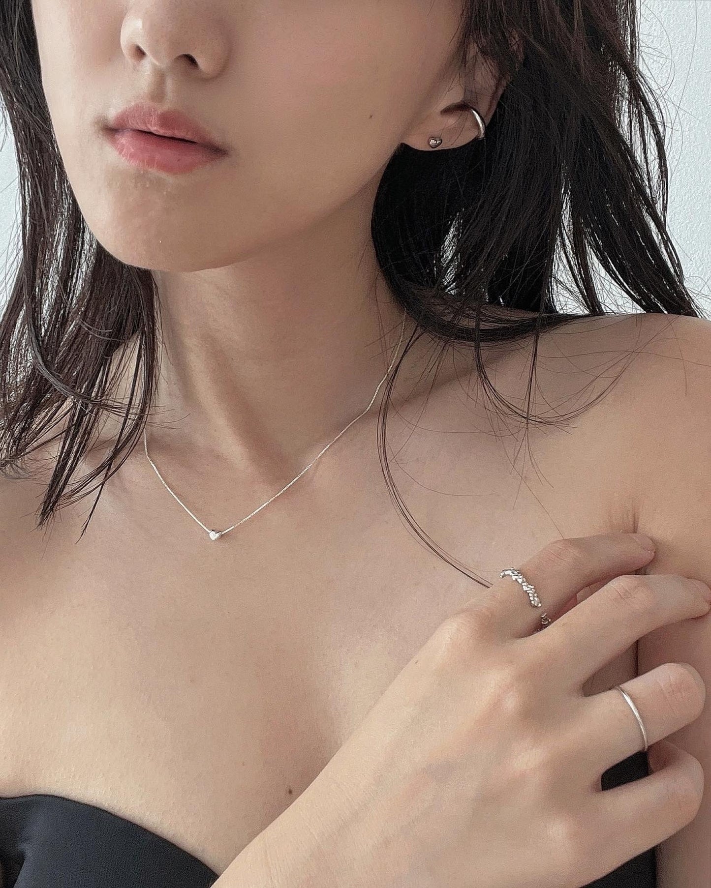 18k silver925 petit heart necklace