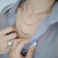 silver925 asymmetry ball chain necklace