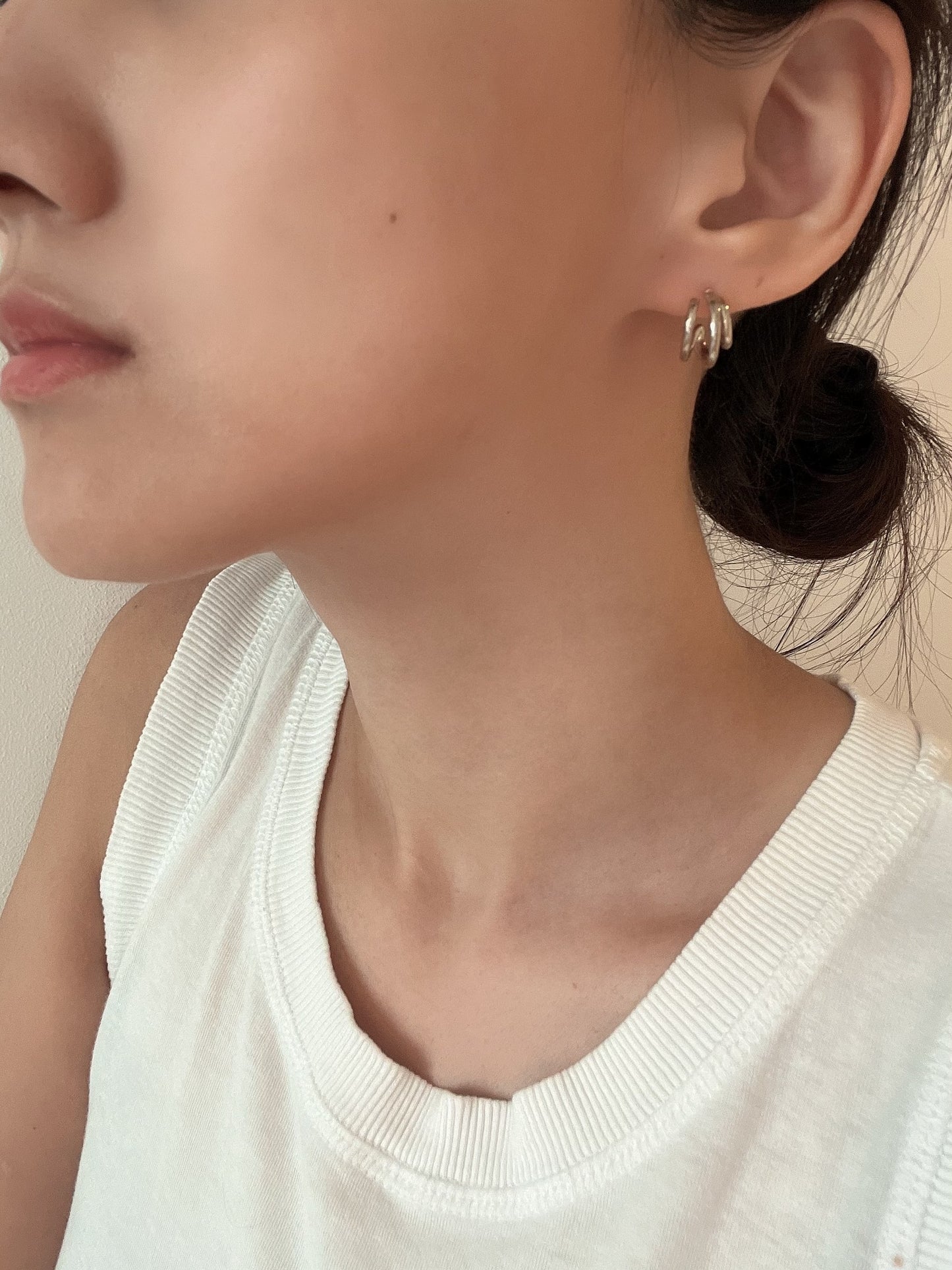 silver925 triple loop pierce